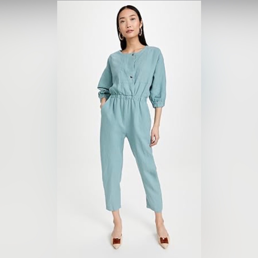 Rachel Comey Holt Jumpsuit Light Blue Linen Size 8
